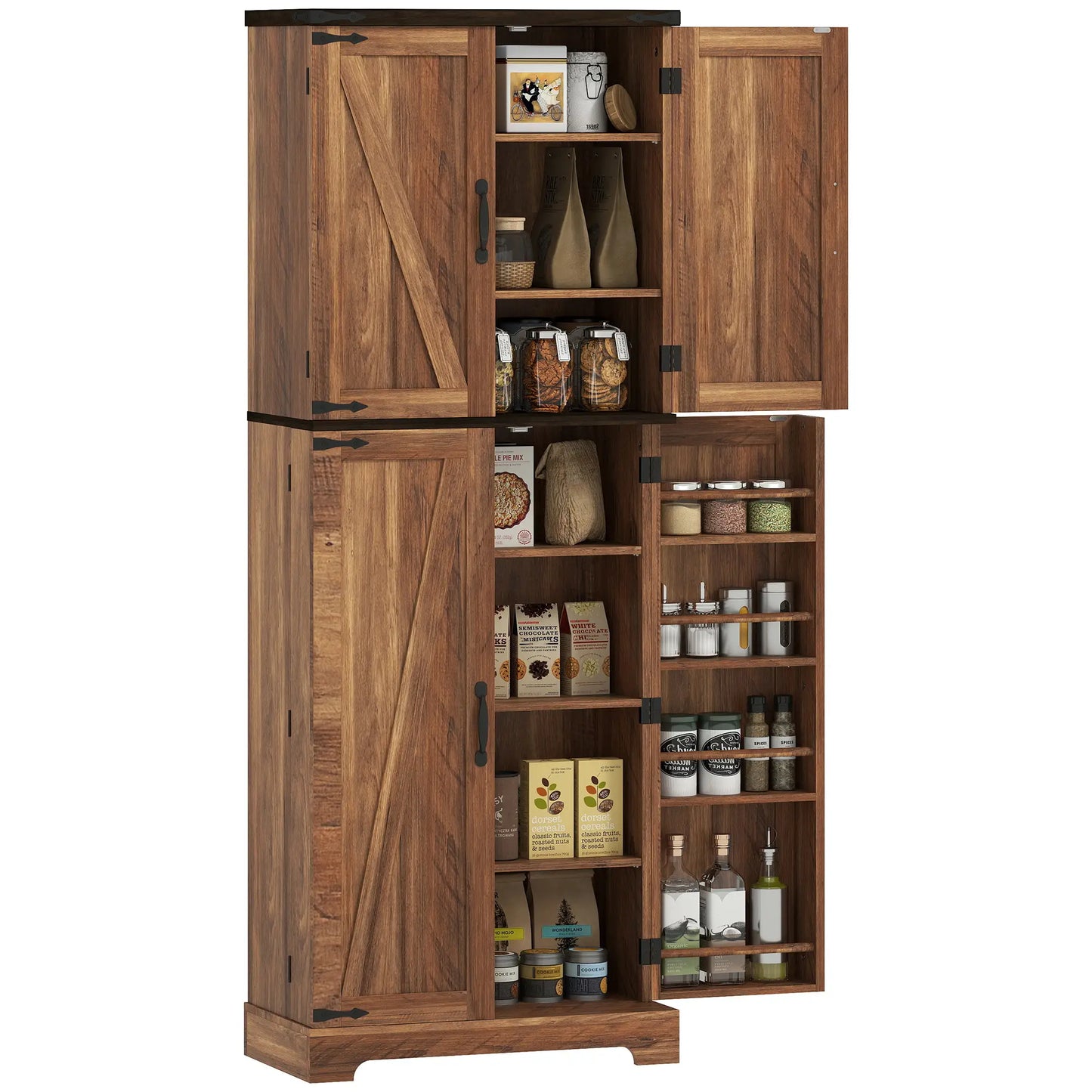 64 Inch Tall Kitchen Pantry Cabinet, Wood Grain, Brown Kitchen Pantry Cabinets at Gallery Canada