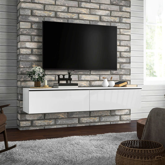 Wall Mounted TV Stand, Floating Cabinet for 70" TVs, White TV Stands White at Gallery Canada