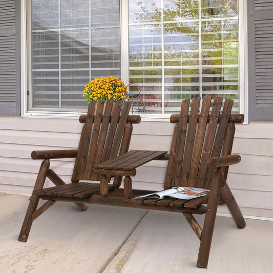 Wood Adirondack Patio Chair Bench, Center Coffee Table, Carbonized Outdoor Benches Carbonized at Gallery Canada