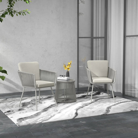 3 Piece Outdoor Bistro Set, Wicker Rattan Furniture, Light Grey Bistro Sets Light Grey at Gallery Canada