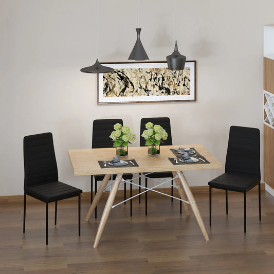 Modern High Back Dining Chairs, PU Leather, Metal Legs, Set of 4, Black Bar Stools Black at Gallery Canada