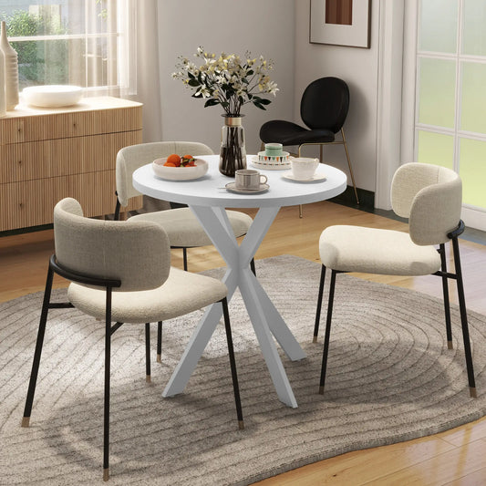 29" Round Dining Table, Steel Legs, White Dining Tables White Tabletop, White Legs at Gallery Canada