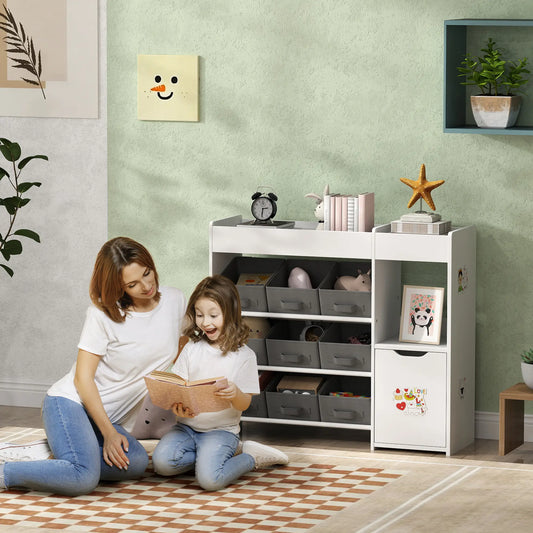 Toy Storage Organizer, 9 Non-Woven Fabric Boxes, White Bookshelves & Bookcases White, Grey at Gallery Canada