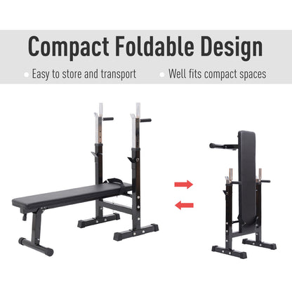 Adjustable Weight Bench With Barbell Rack, Folding Strength Training Lifting Home Gym, Leather Padded Workout Stand at Gallery Canada