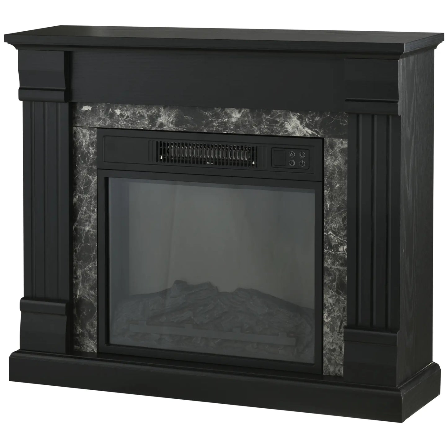 Electric Fireplace Mantel, Freestanding Heater, Realistic Flame, Adjustable Temperature, Timer, Remote, Black Electric Fireplaces at Gallery Canada