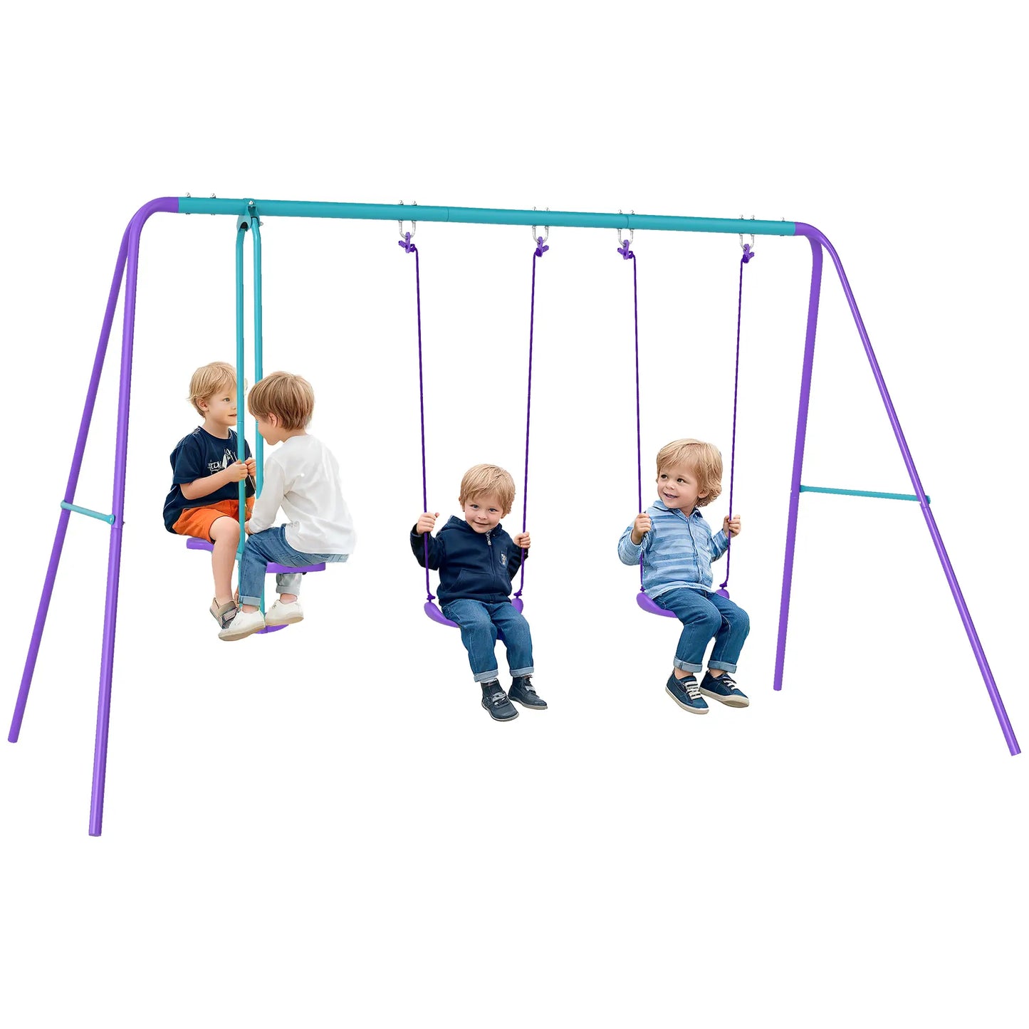 3 in 1 Metal Swing Set, Double Swings, Glider, Purple Gym Sets & Swings at Gallery Canada