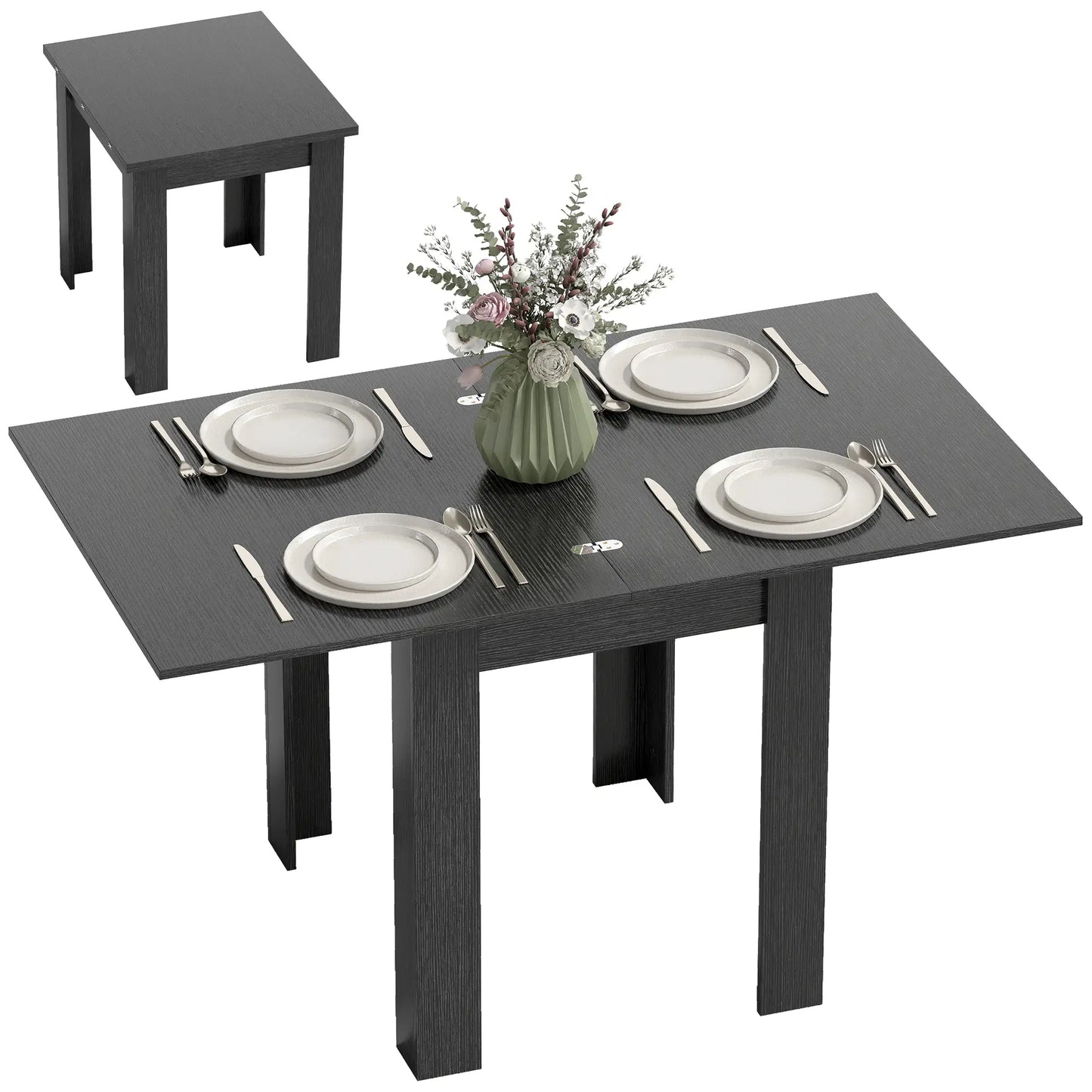 55" Extendable Dining Table, Kitchen Table For 4-6 Person, Black Dining Tables at Gallery Canada