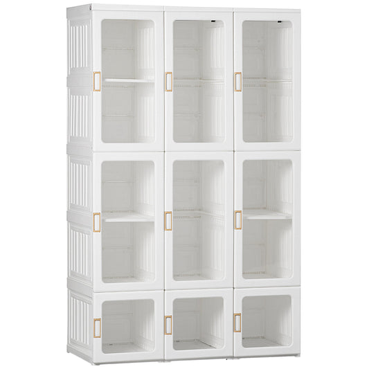 Portable Wardrobe Closet, Bedroom Armoire, Foldable Clothes Organizer with Cube Storage, Hanging Rods, Magnet Doors, White - Gallery Canada