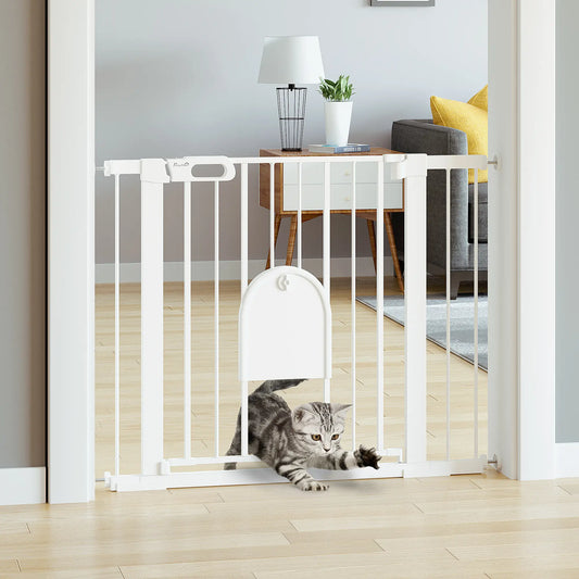 30"-41" Extra Wide Pet Gate, Small Door, 30"H, White Houses, Kennels & Pens White at Gallery Canada