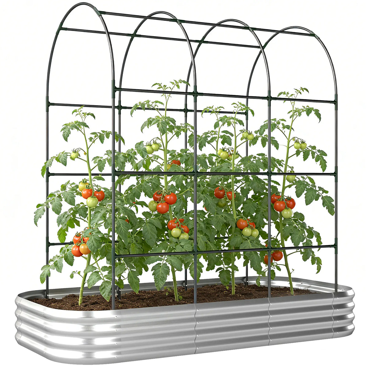 Galvanised Raised Garden Bed With Arched Trellis, 7 x 4 x 7ft Metal Planter Box Galvanized Planter Boxes at Gallery Canada