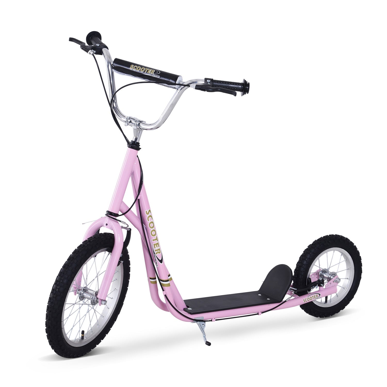 Adjustable Teen Kick Scooter Child Pro Stunt Scooter Ride On Speeder Kids Street Bike 16" Inflatable Tire Pink at Gallery Canada