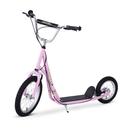 Adjustable Teen Kick Scooter Child Pro Stunt Scooter Ride On Speeder Kids Street Bike 16" Inflatable Tire Pink at Gallery Canada