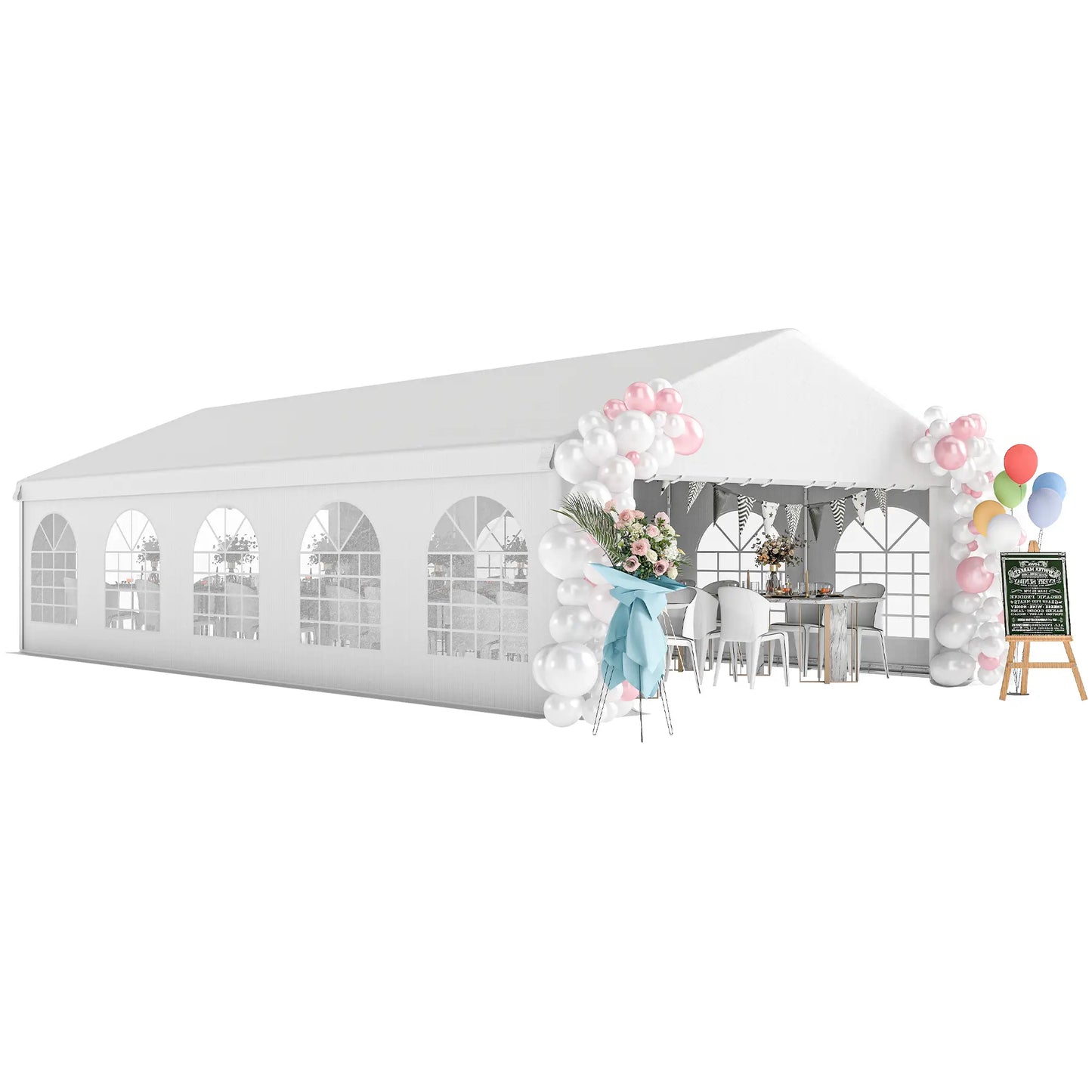 16'x32' Heavy Duty Party Tent, Portable Garage Canopy, White Canopy Tents at Gallery Canada