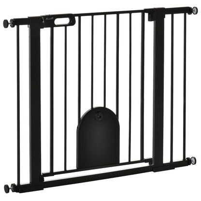 30"-41" Extra Wide Pet Gate with Small Door, Dog Gate with Cat Door, Safety Gate Barrier, Stair Pressure Fit, w/ Auto Close, Double Locking, for Doorways, Hallways, Extensions Kit, Black at Gallery Canada
