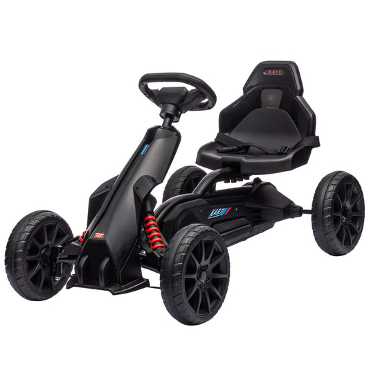 Pedal Go Kart with Adjustable Seat, Forward, Backward, Handbrake, Shock Absorption for 3-8 Years, Black - Gallery Canada