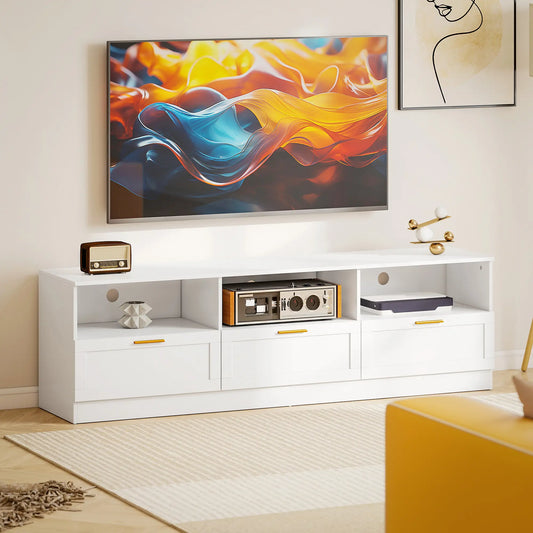 TV Stand with Storage, Entertainment Center, 85 Inch, White TV Stands White at Gallery Canada