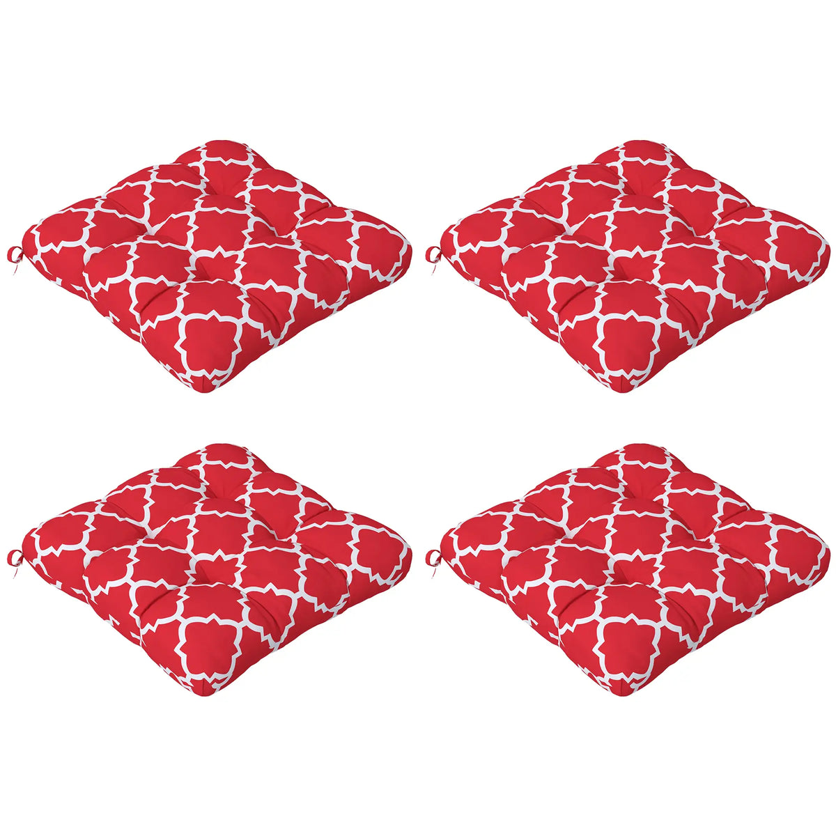 4 Coussins de siège en pièces, Coussins de chaise de patio avec attaches, Intérieur Extérieur