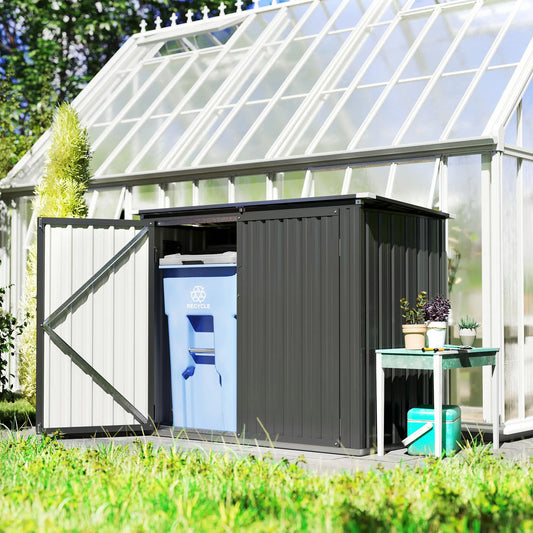Lockable Galvanized Steel Garbage Bin Shed, Outdoor Storage, Lift-Up Lid Sheds Options at Gallery Canada