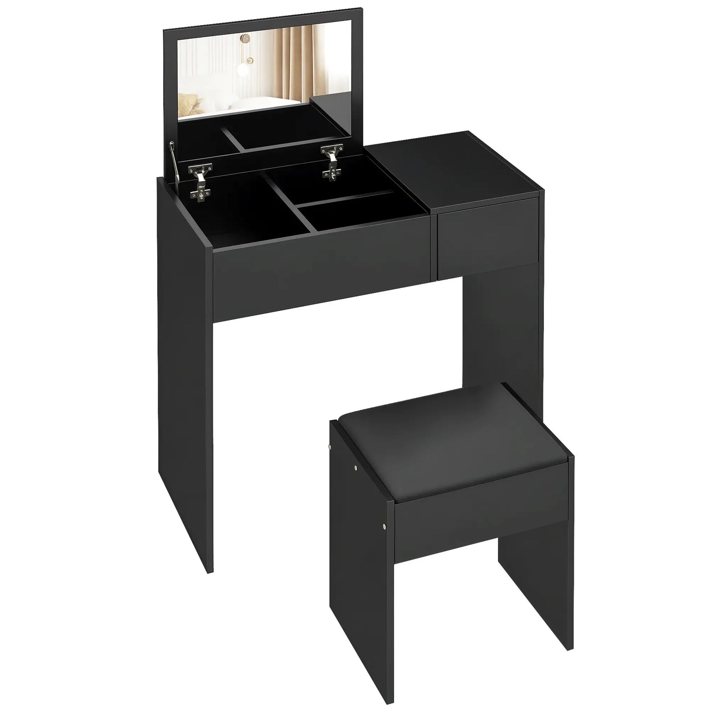 Modern Vanity Set with Flip Top Mirror, Cushioned Stool, Black Dressing & Vanity Tables at Gallery Canada
