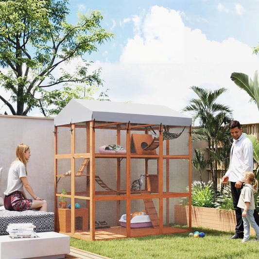 81"H Catio Outdoor Enclosure, Prevents Escaping, Easy Cleaning, Orange Outdoor Cat Enclosures Orange at Gallery Canada