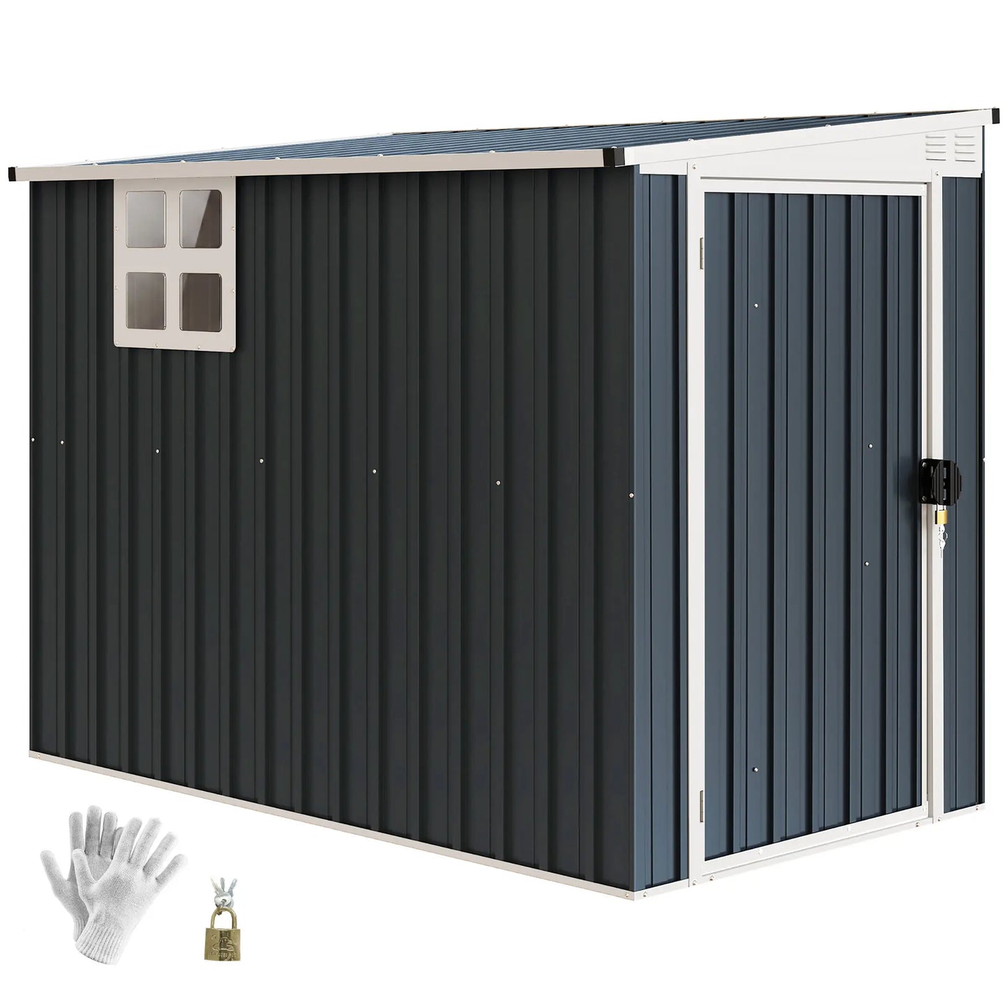 4' x 8' Metal Garden Shed, Outdoor Storage with Window, 2 Vents, Lockable Door Sheds at Gallery Canada