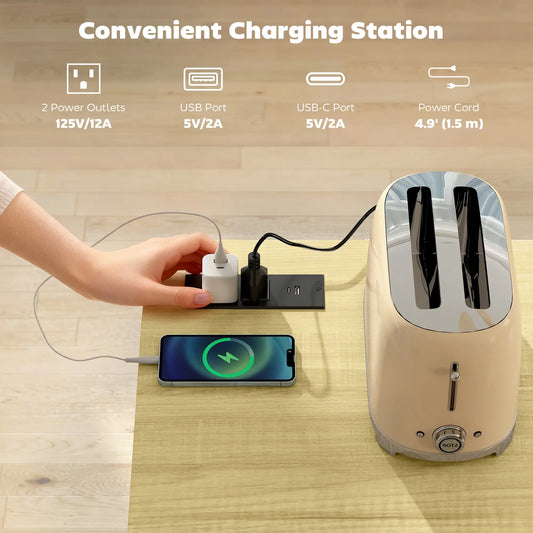 7 Gallon Tilt Out Garbage Cabinet, Kitchen Island With Charging Station, White