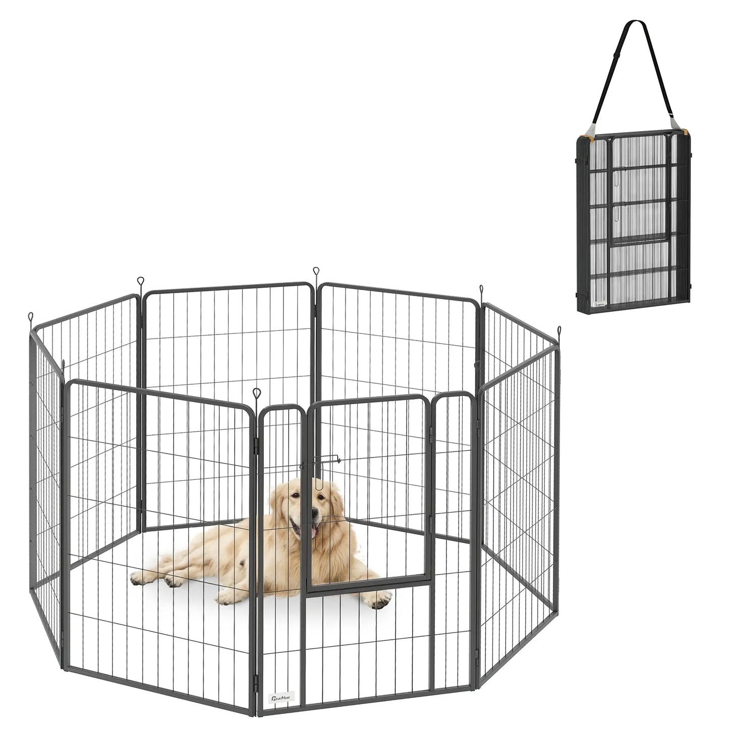 39" Parc pour chien, portable pliable 8 panneaux, intérieur extérieur, grands chiens