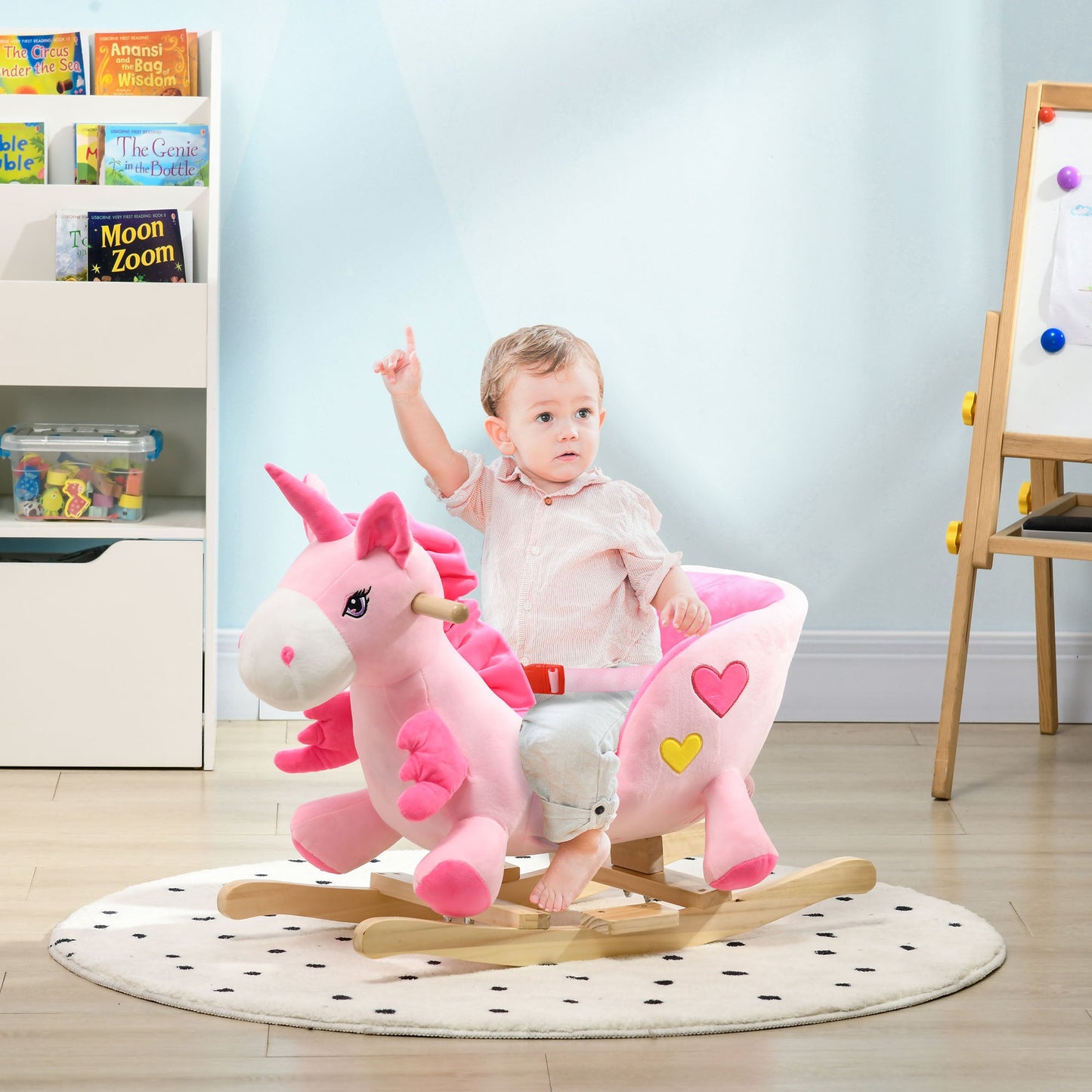 Baby Rocking Horse Ride On Unicorn with Songs, Toddler Rocker Toy with Wooden Base Seat Safety Belt for 1.5-3 Year Old, Pink at Gallery Canada