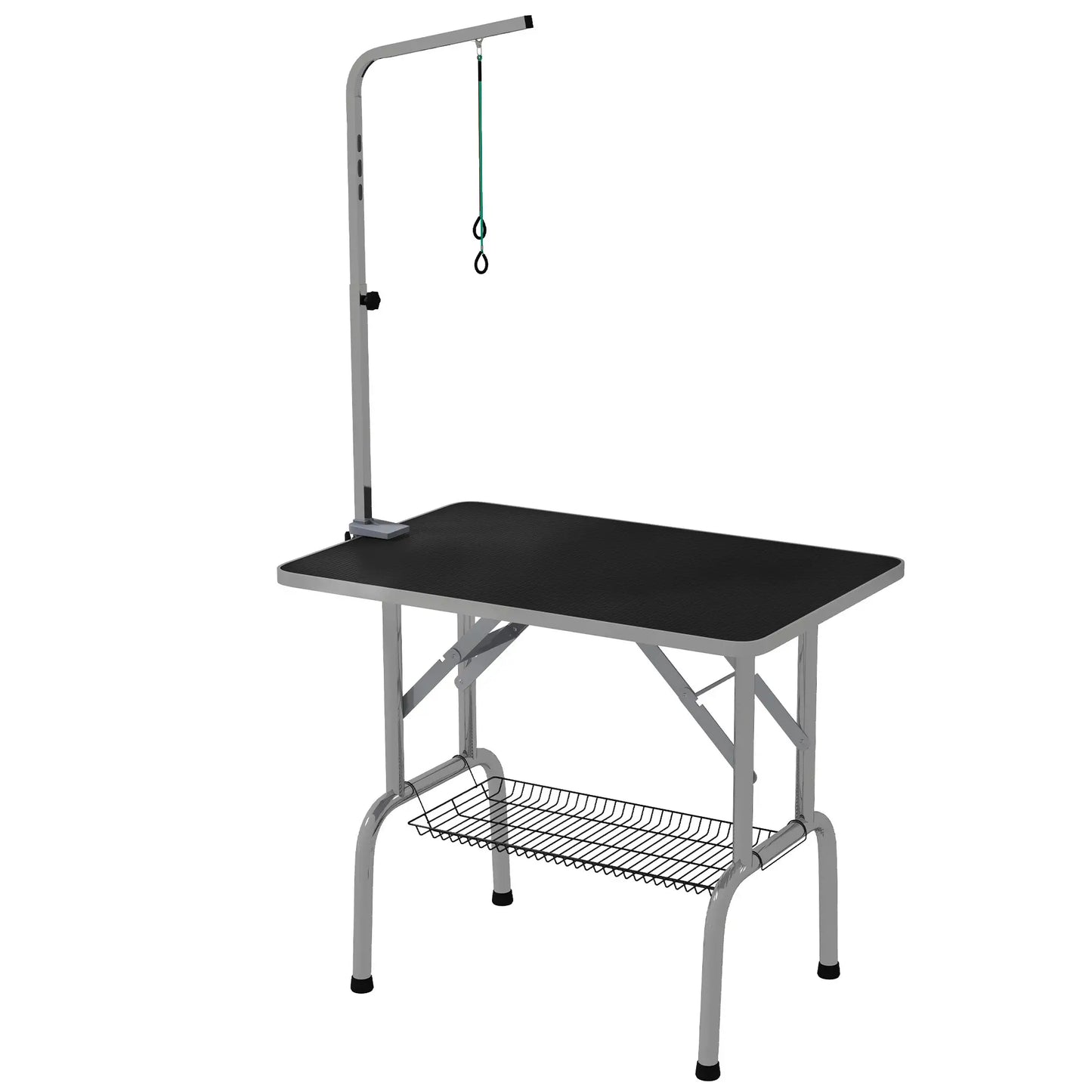 Foldable Dog Grooming Table, Height Adjustable Arm, Storage Shelf, Black Dog Grooming Tables at Gallery Canada