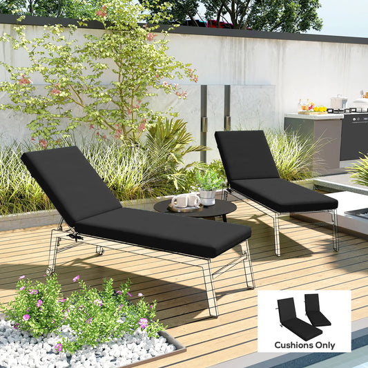 2-Piece Patio Chair Cushions, With Ties, Indoor Outdoor, Black Patio Chair Cushions Black at Gallery Canada