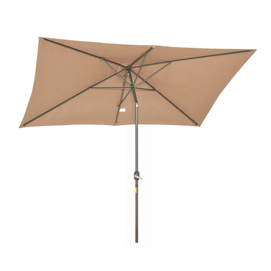 6.5x10ft Patio Umbrella Rectangle Aluminum Tilt Garden Market Parasol Outdoor Sunshade Canopy with Crank (Tan) - Gallery Canada