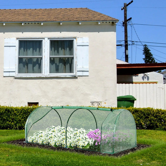 Mini Greenhouse With Zippered Doors, 79" x 39" x 32", Green Mini Greenhouses Dark Green at Gallery Canada