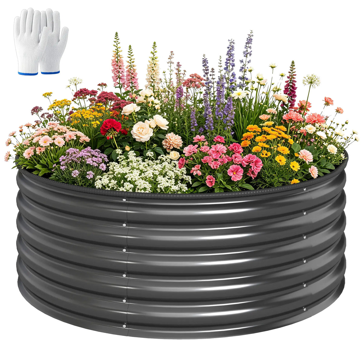 Galvanized Raised Flower Bed, 4 x 4 x 1.5 ft, Dark Grey Raised Garden Beds at Gallery Canada