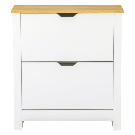 Shoe Storage Cabinet with 2 Flip Drawers and Adjustable Shelves, Narrow Shoe Cupboard for 12 Pairs of Shoes, White at Gallery Canada