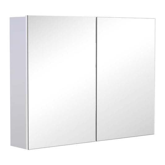 Bathroom Mirror Cabinet, Wall-Mounted Storage Organizer with Double Doors, Adjustable Shelf, White - Gallery Canada