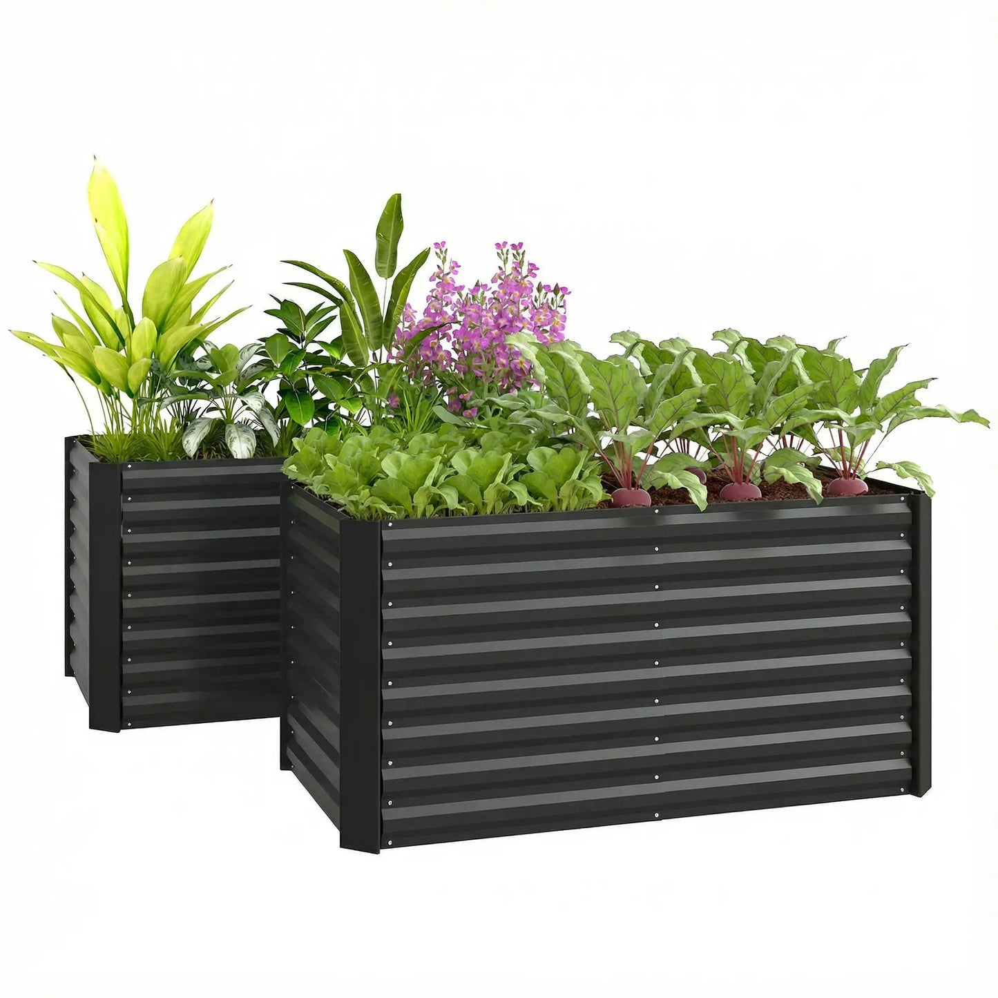 Galvanized Metal Planters, 4' x 2' x 2' Raised Garden Bed, Black Galvanized Planter Boxes at Gallery Canada