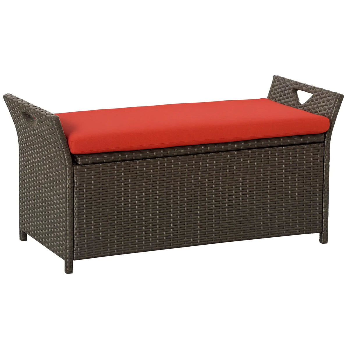 Outdoor PE Rattan Storage Bench With Cushion, Red, 29 Gallon Patio Storage Boxes at Gallery Canada
