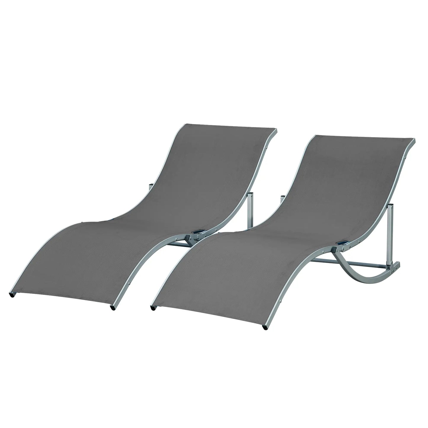 Foldable Pool Chaise Lounge Chairs, Set of 2, 264lbs Capacity, Dark Grey Lounger Chairs at Gallery Canada