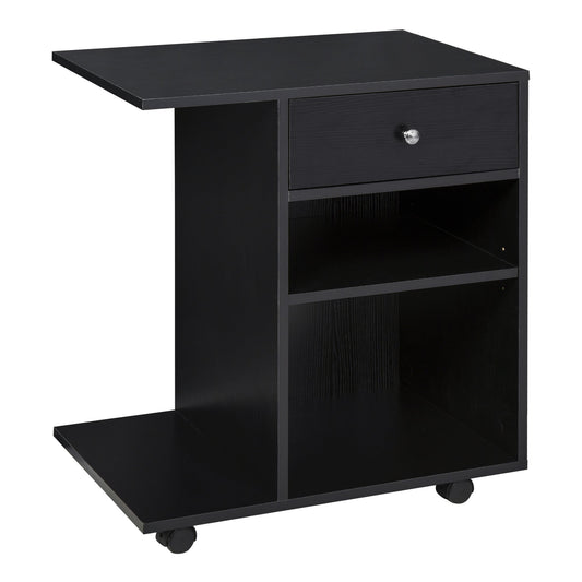 Printer Stand Desk Side File Cabinet, Rolling Cart with Wheels, Adjustable Shelf, Drawer, CPU Stand, Black - Gallery Canada
