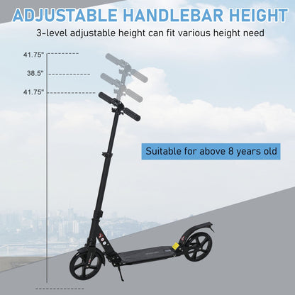 Kick Scooter Foldable Aluminum Ride On Toy For 8+ Adult Teens with Foot Brake, Adjustable Handle, 7.75'' Big Wheels, Black at Gallery Canada
