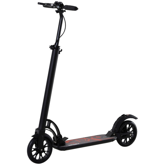 Kick Scooter Folding Adjustable Ride On Toy w/ Dual Braking System, Rear Shock Absorption and 8" Big Wheels For 14+ Teens Adult, Black - Gallery Canada