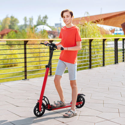 Kick Scooter Folding Adjustable Ride On Toy w/ Dual Braking System, Rear Shock Absorption and 8" Big Wheels For 14+ Teens Adult, Red at Gallery Canada