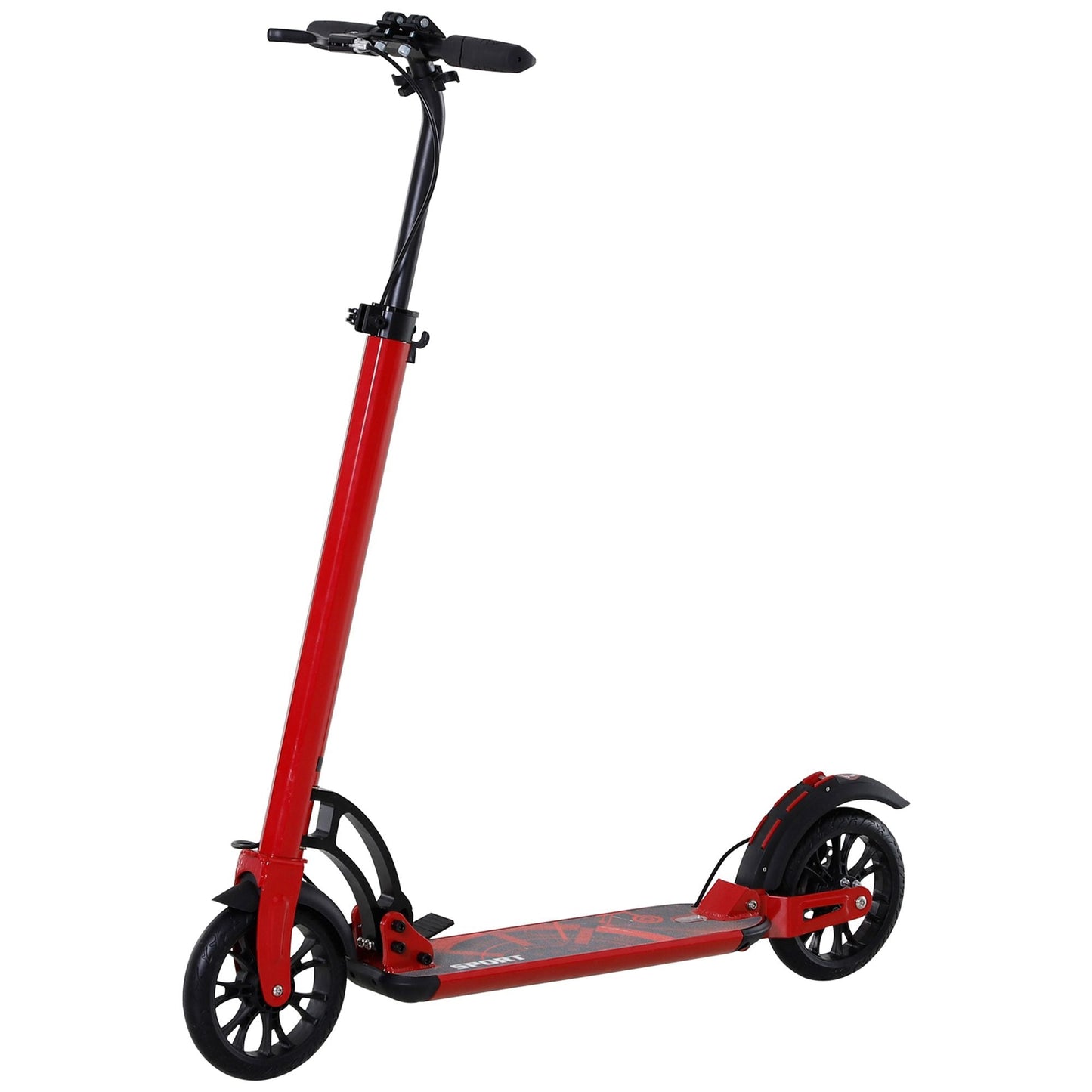 Kick Scooter Folding Adjustable Ride On Toy w/ Dual Braking System, Rear Shock Absorption and 8" Big Wheels For 14+ Teens Adult, Red at Gallery Canada