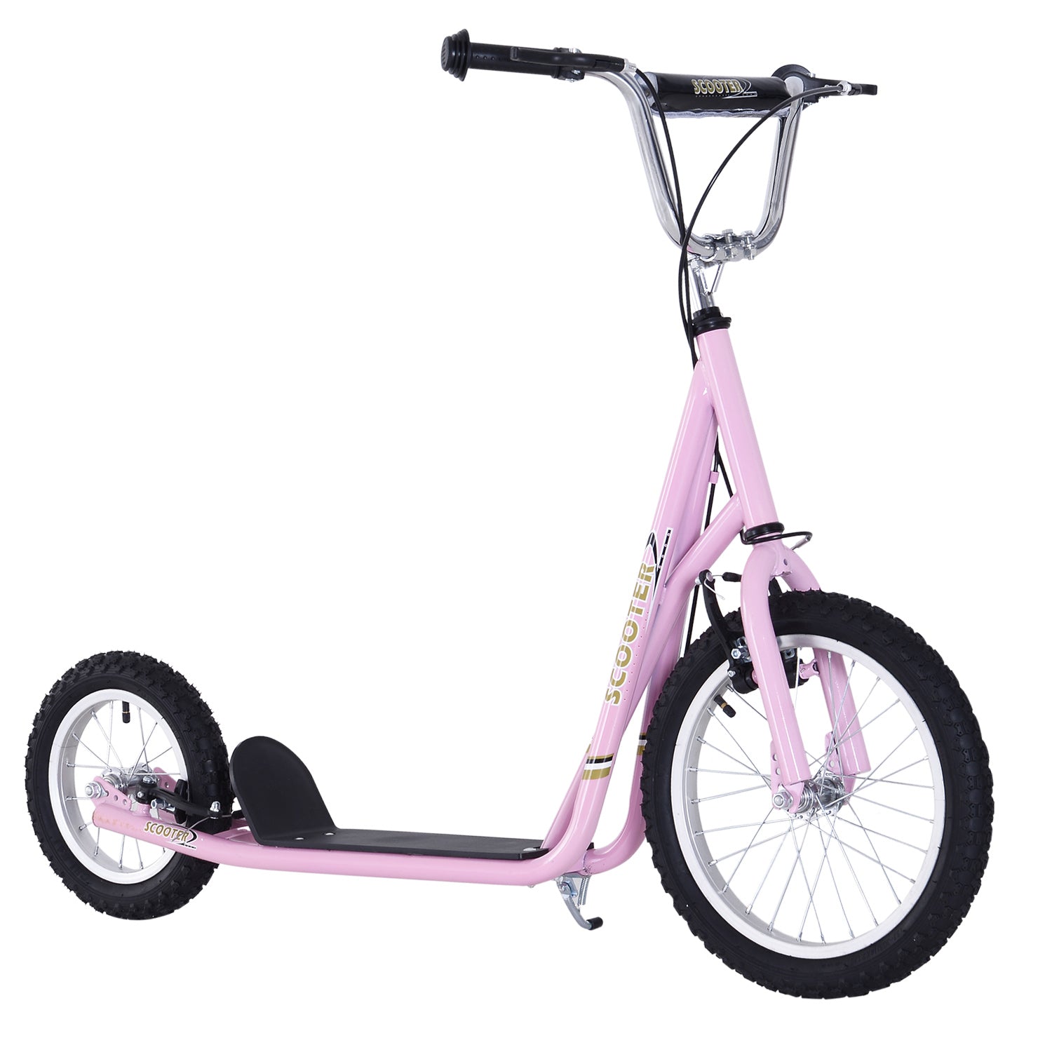 Kick Scooter for Children 5+ Years, Adjustable Height, with Large Inflatable Wheels, Dual Brakes - Pink at Gallery Canada