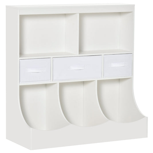 Kids Bookcase Toddler Toy Storage Organizer, Kid’s Bin Storage Unit Children Display Shelf Wardrobe for Toys Clothes Books Bedroom with Drawers, White at Gallery Canada
