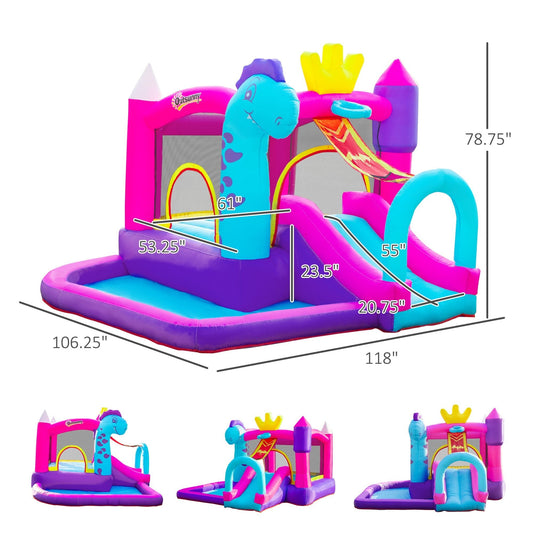 Kids Bouncy House with Blower, 4 in 1 Large Bounce Castle with Jumping, Water Pool, Slide for Outdoor and Indoor - Gallery Canada