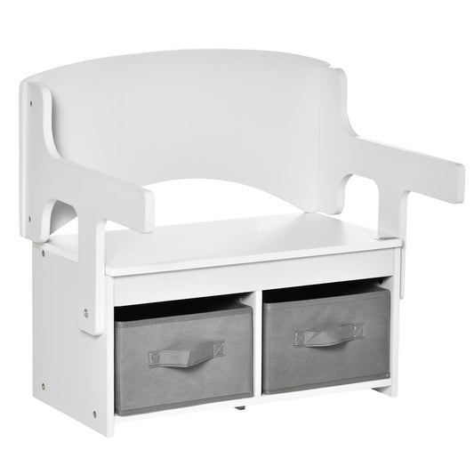 Kids Chair Convertible Desk Children Activity Bench Furniture with Storage Bin for Boy &; Girl 2-5 Years Old White - Gallery Canada