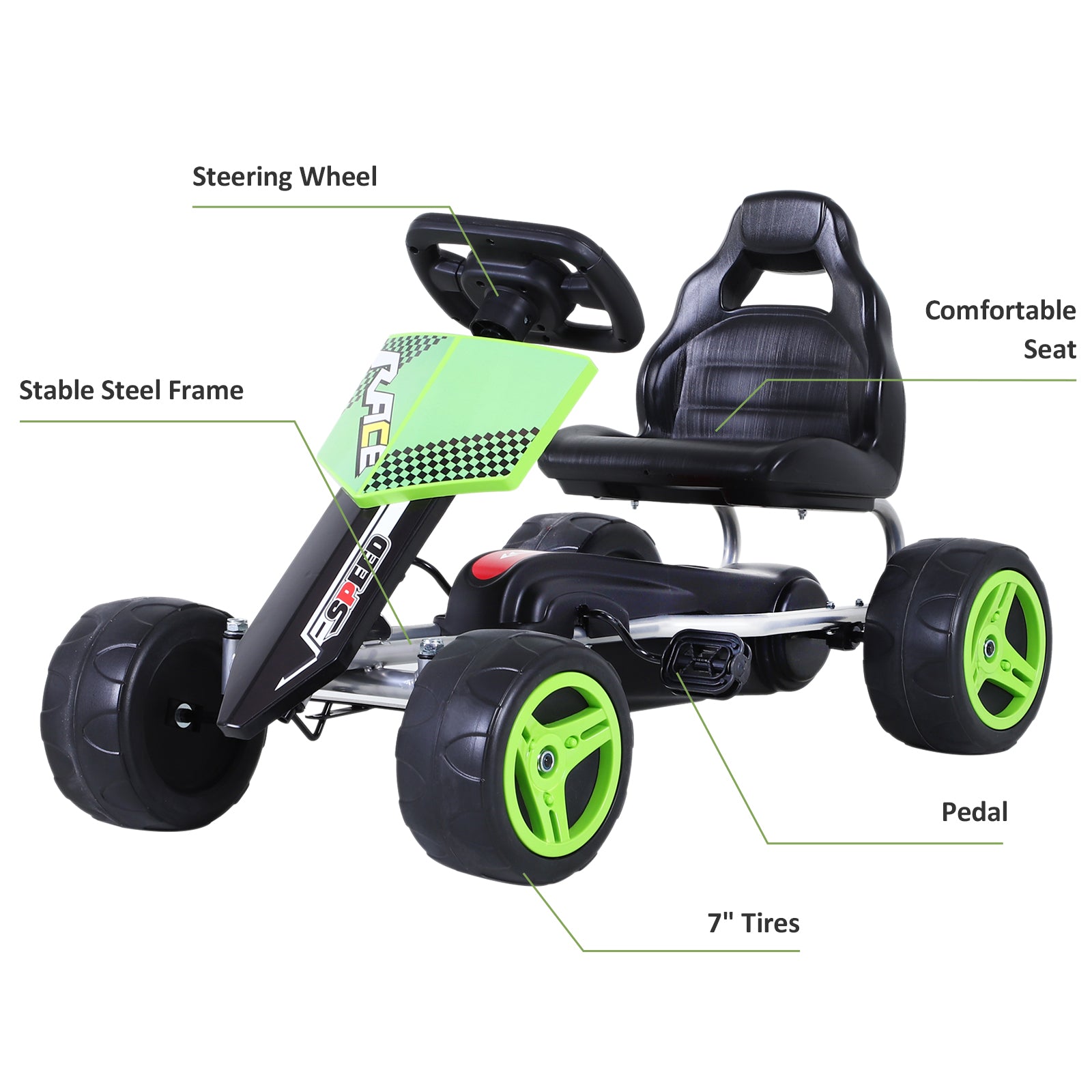 Kids Go Kart Pedal Powered Racing Style Durable Children Toddlers Ride on Car Outdoor Racer Perfect Toys Gift for 3 years, for Boys and Girls, Green at Gallery Canada