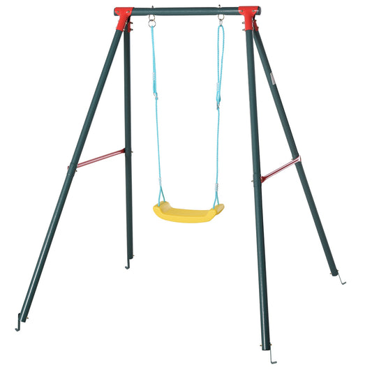 Kids Metal Swing Set w/ Adjustable Rope Heavy Duty A-Frame Stand for 3-8 Years Old Boys and Girls Backyard Outdoor Play - Gallery Canada