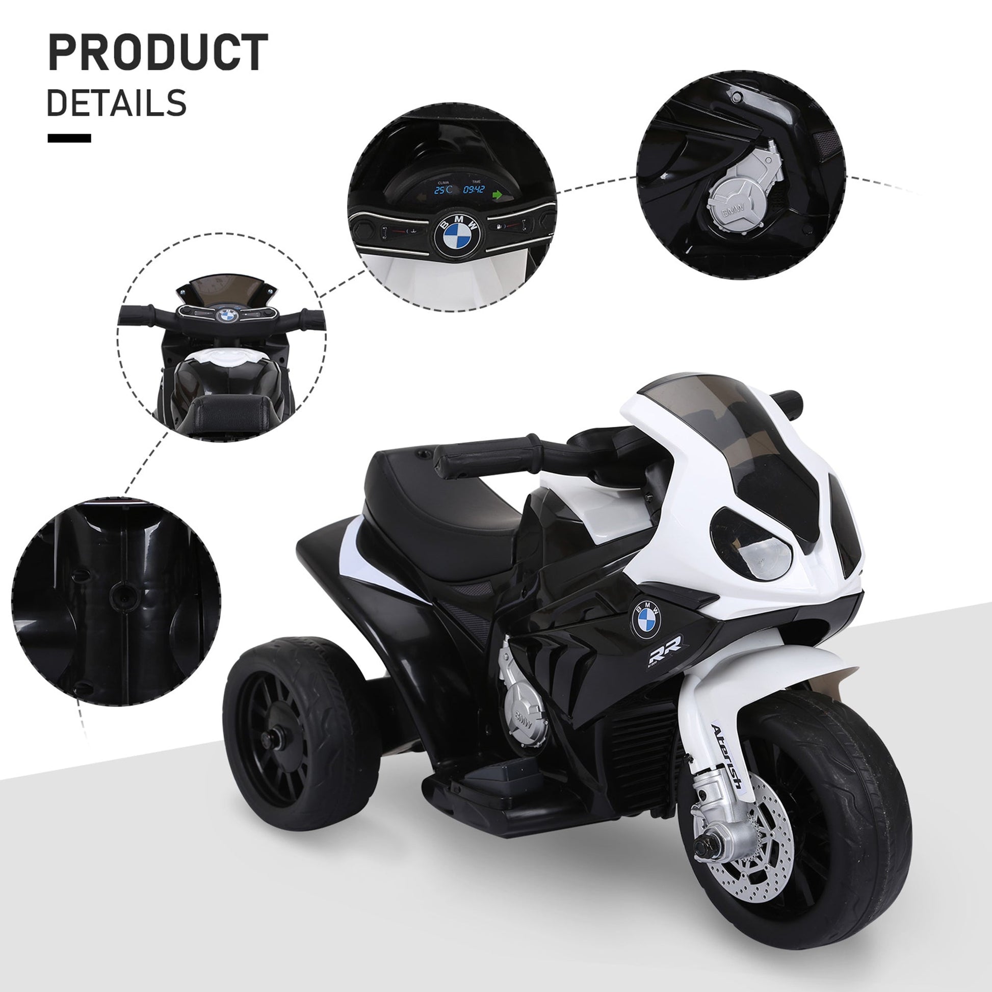 Kids Motorcycle, 6V Battery Powered Toddler Motorcycle with Headlight, Music, 3 Wheels Electric Motorcycle for Kids, Licensed BMW, Gift for Boys &; Girls -Black at Gallery Canada
